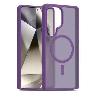 Imagem de POYUFRG Capa magnética para Samsung Galaxy S26 Ultra/S26 Plus/S26, capa de telefone translúcida fina fosca à prova de choque antiderrapante, roxa, S26