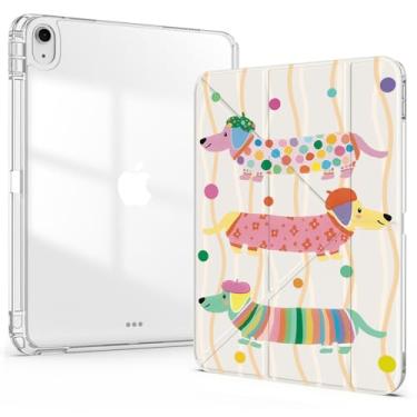 Imagem de Idocolors Linda capa para iPad 7ª/8ª/9ª geração, iPad de 10,2 polegadas, 2019/2020/2021, capa traseira de acrílico transparente com suporte para lápis, capa removível de vários ângulos dobráveis em