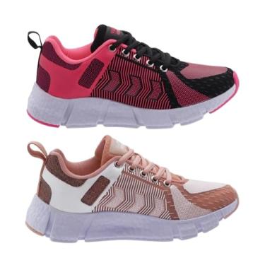 Imagem de Kit 2 Tênis Feminino Esportivo Max Leve e Confortável para Caminhada e Academia (Pink e Preto + Nude, BR, Adulto, Numérico, 34)