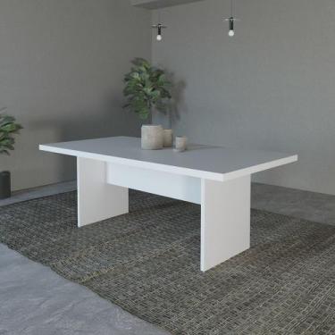 Imagem de Mesa para Sala de Jantar 6 Lugares 200x100cm MDP Branco Tecnomobili Co