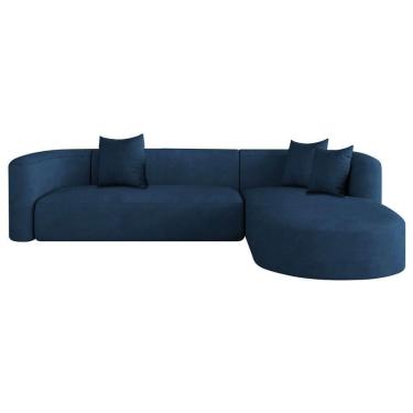 Imagem de Sofá Modular Celinne Luxuoso Sala De Estar Decoração Luxo 265cm Suede Cor Azul Marinho