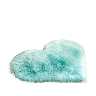 Imagem de Tapete de coração para quarto fofo e felpudo tapete felpudo tapete felpudo decoração de sofá tapete de pelúcia (azul, G)