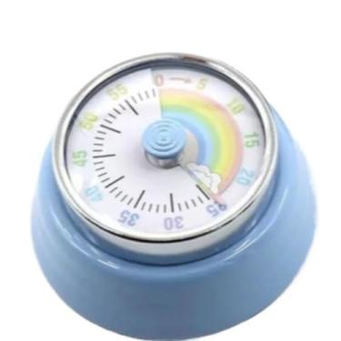 Imagem de Cronômetro De Cozinha Imã Lembrete Mecânico De Aço Inoxidável Contagem Regressiva Casa Analógico(Azul)