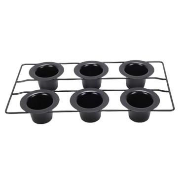 Imagem de Aqur2020 Panela Popover de 6 Xícaras, Assadeira Antiaderente de Aço Carbono para Popovers e Muffins Profissionais, Xícaras Profundas para Aumento Uniforme, Inclui Grelha para Cozimento