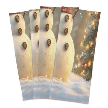 Imagem de xigua Conjunto de 6 panos de prato de cozinha de boneco de neve caprichosos, macios e altamente absorventes de secagem rápida para limpeza de pratos e limpeza manual, 71 x 45 cm