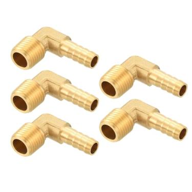 Imagem de Kozelo Pacote com 5 acessórios de mangueira de latão Farpa de mangueira de 3/20.3 cm para conexões macho NPT de 1/10.2 cm para máquinas domésticas, banheiras de massagem e sistemas de irrigação