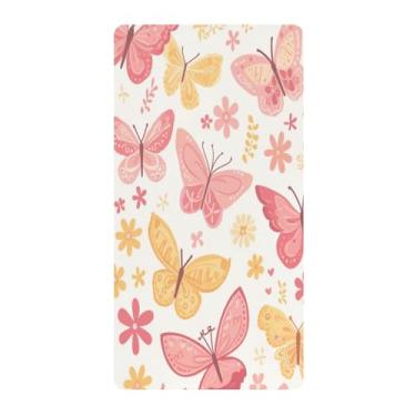 Imagem de Blueangle Lençol de berço padrão para berço infantil - Lençóis de algodão macio e respirável com borboleta fofa (201)