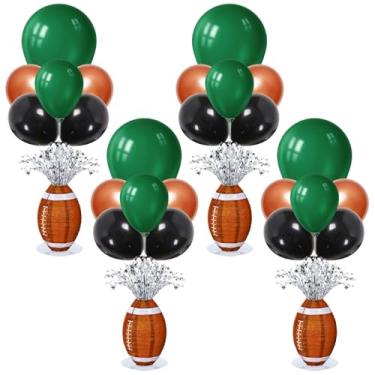 Imagem de 4 peças de mesa de formatura decoração de mesa de centro de mesa kit de suporte de balão metálico graduado expositor de mesa para cerimônias de formatura 2025 decoração de festa (rúgbi, 4)
