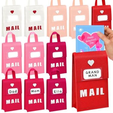 Imagem de Libima 12 caixas de correio de feltro de dia dos namorados para troca de presentes, caixa de cartão de férias com 12 cartões 15 x 25 x 7 cm caixa de correio para pendurar para lembrancinhas de festa