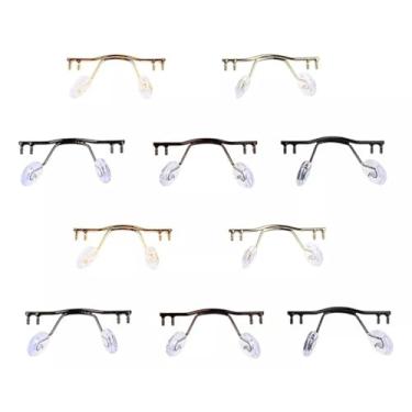 Imagem de Ponte Metálica para Armação Modelo 3 Peças Aço Inoxidável Kit 10 Unidades Óculo conserto oculos reposição sem parafuso encaixe aro apoio (Misto)
