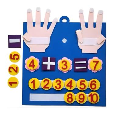 Imagem de Brinquedo Didático Montessori Amigos Numéricos com os Dedos – Placa de Feltro para Contagem, Operações e Alfabetização Numérica Infantil