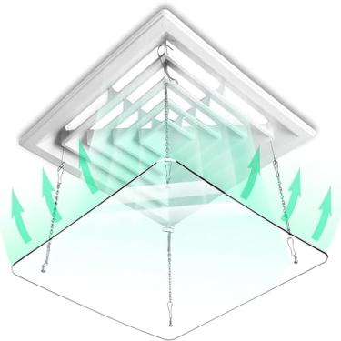 Imagem de Capa de ventilação do defletor de ar condicionado ajustável, 60 x 60 cm, transparente para aberturas de teto centrais, ideal para escritórios comerciais – Melhora o controle do fluxo de ar e o