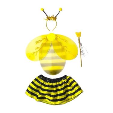 Imagem de KiBcsLic Kit de Fantasia de Abelha Infantil, Asas de Abelha Divertidas, Tiara com Antena, Saia, Varinha Mágica para Meninas, Style B
