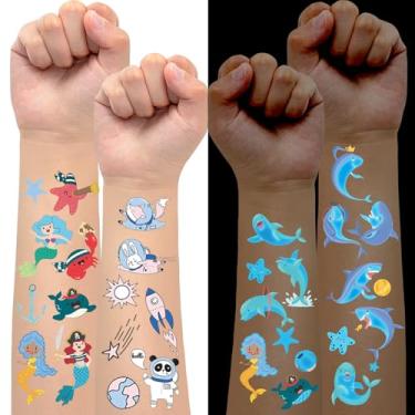 Imagem de 290 peças adesivos de elemento de sereia/dinossauro/espaço, adesivos azuis brilhantes para detalhes de maquiagem, decorações de festa, presentes de sala de aula