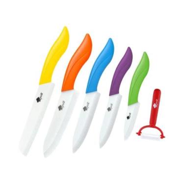Imagem de Conjunto De Facas De Cerâmica Com Cabo Colorido 3 4 5 6 Polegadas Afia