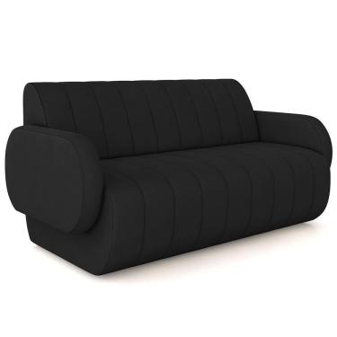 Imagem de Sofá 2 Lugares Sala Living Orgânico 148cm Fávara K01 Veludo Preto - Lyam Decor