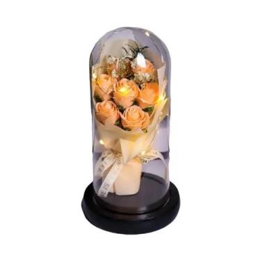 Imagem de Buquê De Rosas Eternas Iluminadas Por LED Em Cúpula De Vidro, Ornament