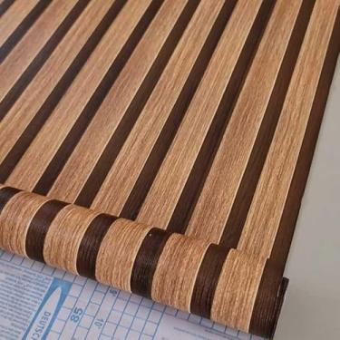 Imagem de Papel de Parede Adesivo Auto Colante efeito 3D Ripado Madeira Lavavel Sala Quarto(Ripado 3D Cerejeira,5 METROS = 1 ROLO)