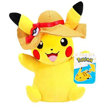 Imagem de Pokemon 20 cm Pikachu pelúcia com acessórios de chapéu - Edição limitada oficialmente licenciada - Brinquedo macio de alta qualidade - Presente de enchimento de meia de Natal para crianças, meninos