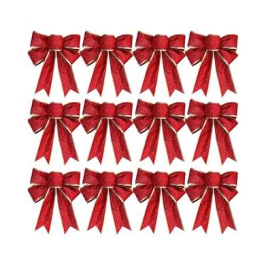 Imagem de Laços Decorativos De Natal Com Glitter Brilhante Para Árvore De Natal,