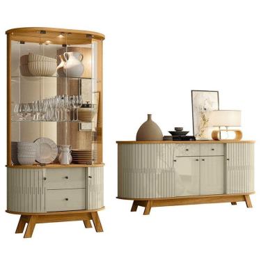 Imagem de Aparador Para Sala Buffet Mônaco E Cristaleira Moss Cumaru Opala - Madetec