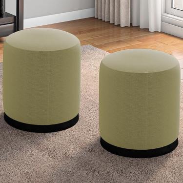 Imagem de Kit 2 Puff Puf Para Sala Base Metal Saien Linho Sl 75 Peer Sl 75