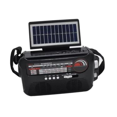 Imagem de Rádio Caixa De Som Bluetooth Com Placa Solar – Lanterna Portátil, Emergência, Am/fm, Usb/sd, Retro