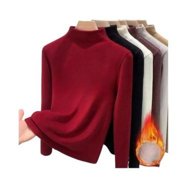 Imagem de Camiseta Térmica Feminina De Manga Longa Grossa E Quente Para Outono/I
