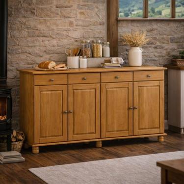 Imagem de Balcão Cozinha Bancada 4 Portas Madeira Maciça com 4 Gavetas