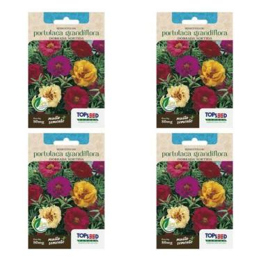 Imagem de Kit 4x Sementes De Onze Horas Sortida Dobrada Portulaca 80mg - Topseed