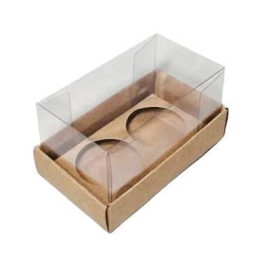 Imagem de Caixa Base Brigadeiro Kraft com 2 cavidades (8,5cm x 5cm) 10 unidades 