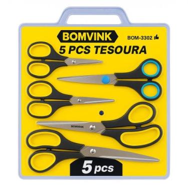 Imagem de Kit 5 Tesouras Multiuso Resistente Aço Inoxidável Bomvink Preta