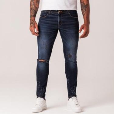 Imagem de Calça Jeans Super Skinny Puídos Masculina Zune-Masculino