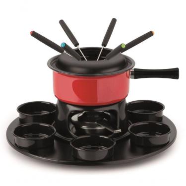 Imagem de Aparelho De Fondue Lugano Carroussel 18 Peças Esmaltado 1,4 Litros Carne Queijo Chocolate Frutas