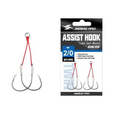 Imagem de Anzóis De Pesca Duplos Reforçados De Metal Com Farpa 1/0 2/0 3/0 4/0 P