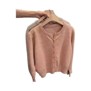 Imagem de Suéter Feminino De Cashmere Com Tricô Fino, Gola Redonda, Quente E Cas
