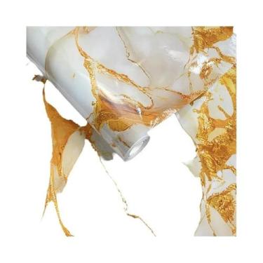 Imagem de Papel De Parede PVC Autoadesivo Imitação De Mármore Dourado Impermeáve