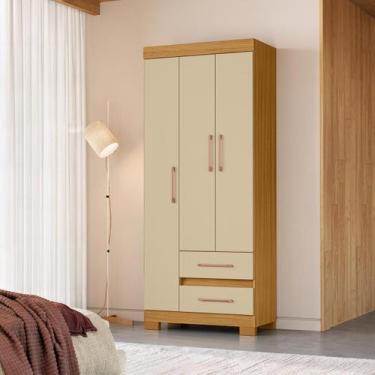 Imagem de Guarda Roupa Solteiro 3 Portas 2 Gavetas Multiuso para Quarto - Clique