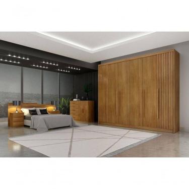 Imagem de Guarda Roupa Casal 6 Portas 6 Gavetas - Coimbra Ripado-cumaru - Móveis Horizonte
