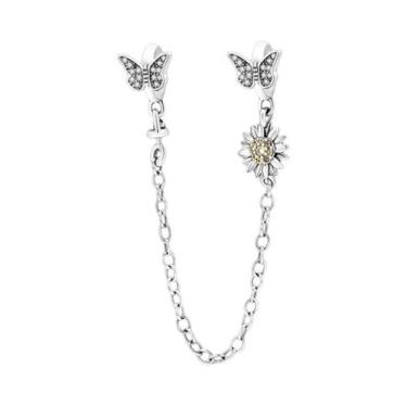 Imagem de Pulseira Feminina De Prata 925 Com Berloques De Café E Corrente De Seg