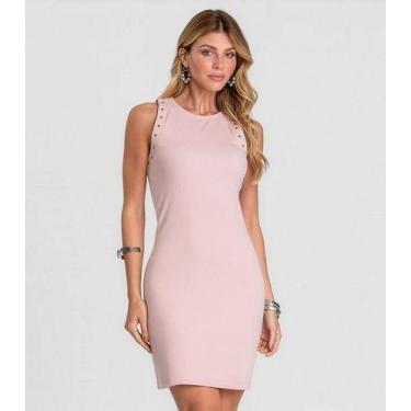 Imagem de Vestido Feminino Canelado Dianna Rosa, G, Rosa