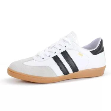 Imagem de Tênis Feminino Casual Couro Conforto Emma Marina Mello, Branco, Preto,