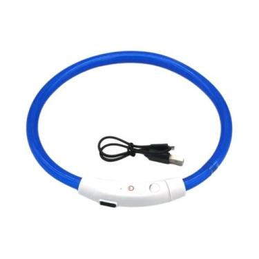 Imagem de Coleira De Cão Com LED De Fibra Óptica Recarregável Por USB, Luminosa 
