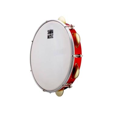 Imagem de Pandeiro PHX Mad. PVC Vermelho 7 AF. C/Pele Leitosa 10