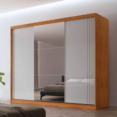 Imagem de Guarda Roupa Casal Connor 3 Portas E 6 Cabideiros Espelho Naturalle/off White
