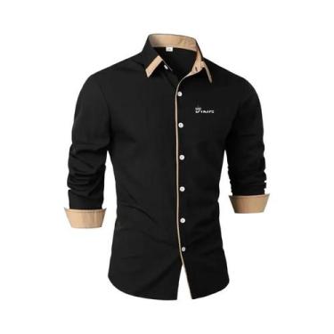 Imagem de Camisa Casual Masculina De Manga Longa Com Botões E Gola Lapela Para T