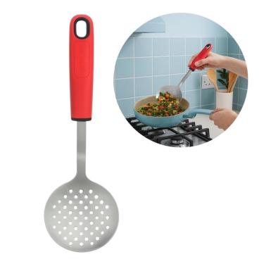 Imagem de Escumadeira Multiuso para Escorrer Alimentos em Aço Inoxidável e Silicone Resistente ao...
