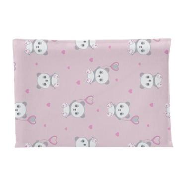 Imagem de Fronha para Bebê Malha Estampada 28 cm x 40 cm Bublim, Panda Rosa