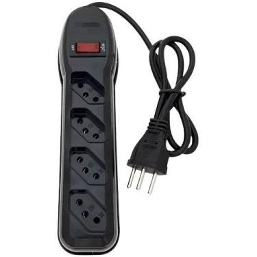 Imagem de Filtro De Linha Pvc 4 Tomadas Bivolt Preto - Megatron