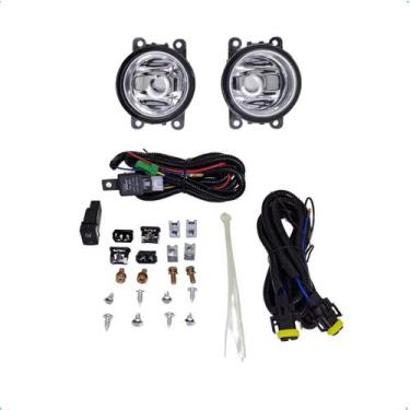 Imagem de Kit Farol Milha Led Kwid Moldura Cromada Botão Universal - SHOCKLIGHT
